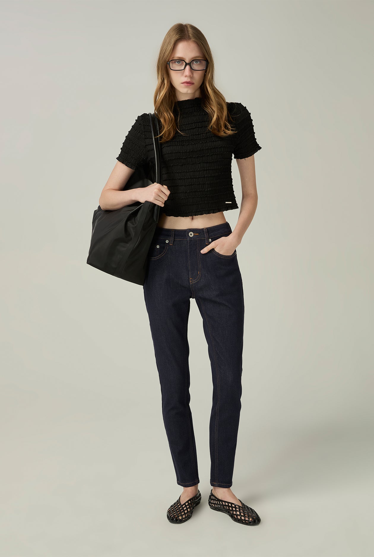 MID-RISE RAW NAVY SKINNY JEANS - CC Double O Official Store