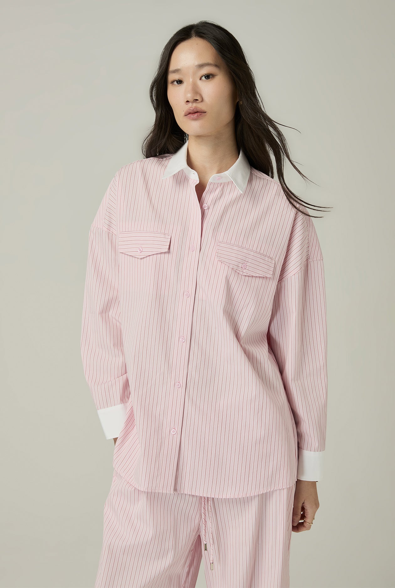 STRIPED SHIRT WITH WHITE CUFF & COLLAR - CC Double O Official Store