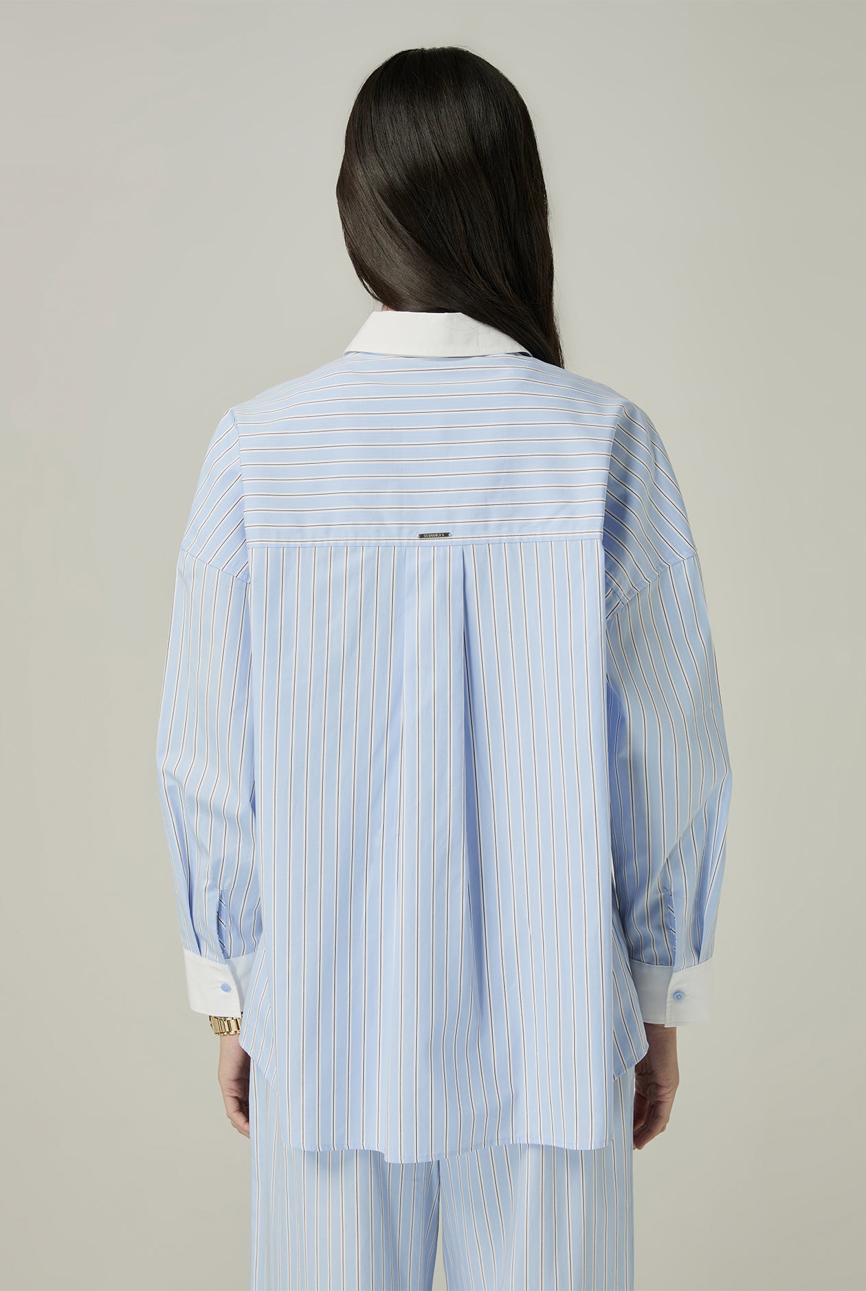 BLUE STRIPED SHIRT WITH WHITE CUFF & COLLAR - CC Double O Official Store