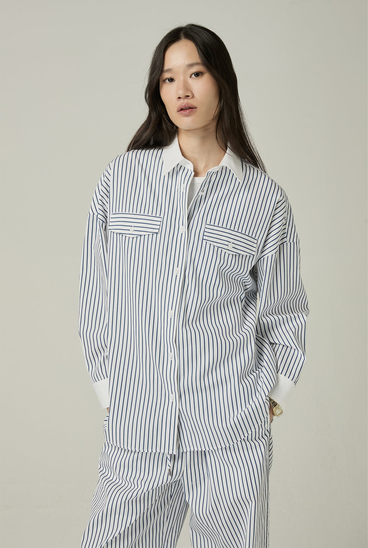 STRIPED OVERSIZED SHIRT - CC Double O Official Store