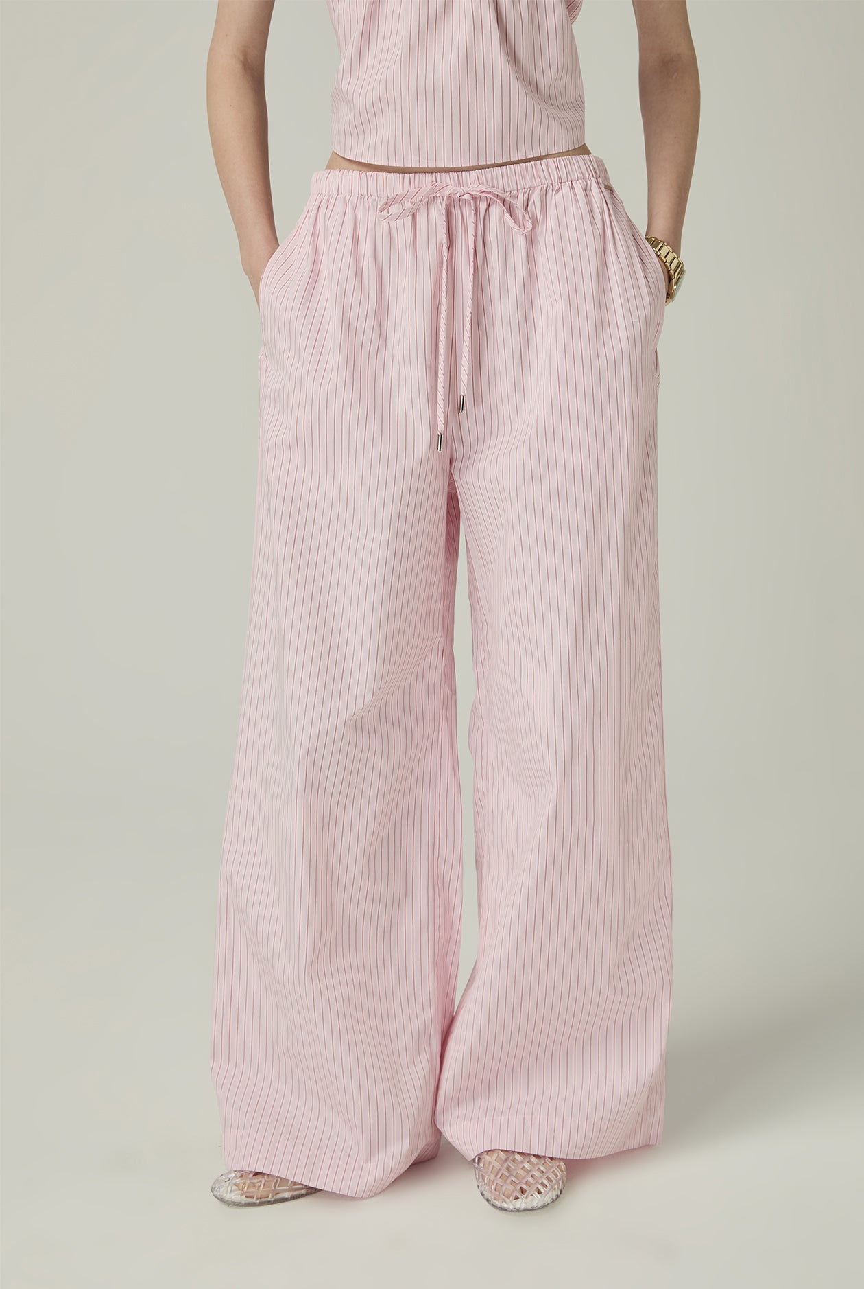 STRIPED STRAIGHT-LEG PANTS - CC Double O Official Store