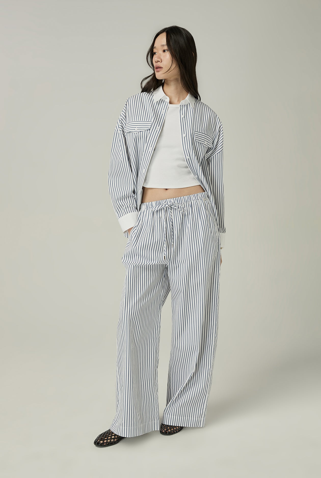 RELAXED DRAWSTRING STRIPE PANTS - CC Double O Official Store
