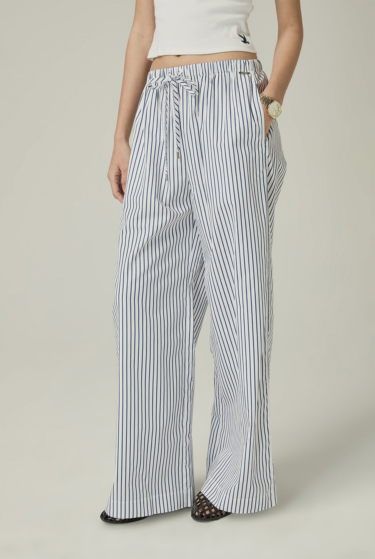 RELAXED DRAWSTRING STRIPE PANTS - CC Double O Official Store
