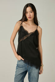 SATIN EFFECT LACE CAMISOLE TOP
