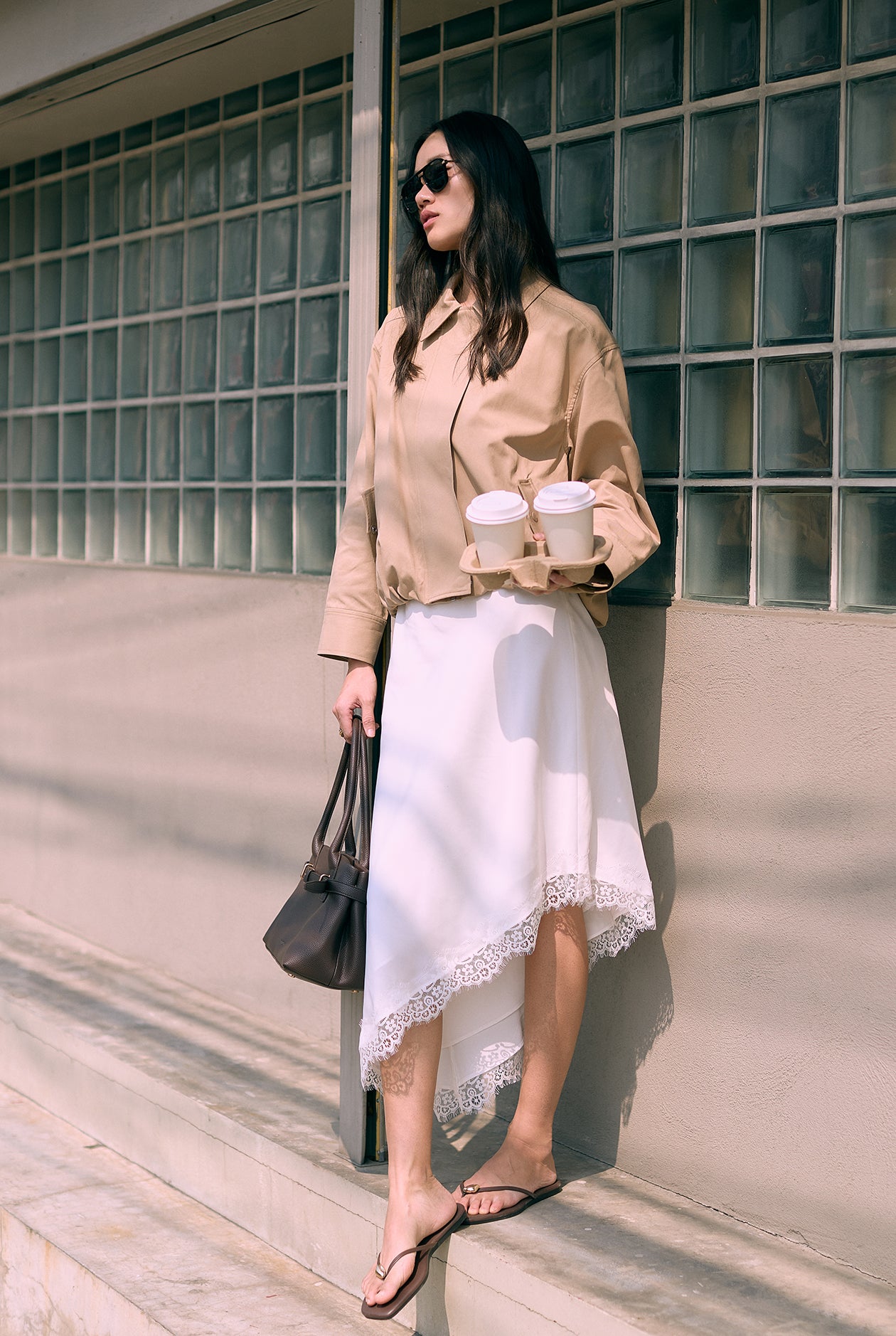 SATIN EFFECT LACE MIDI SKIRT - CC Double O Official Store