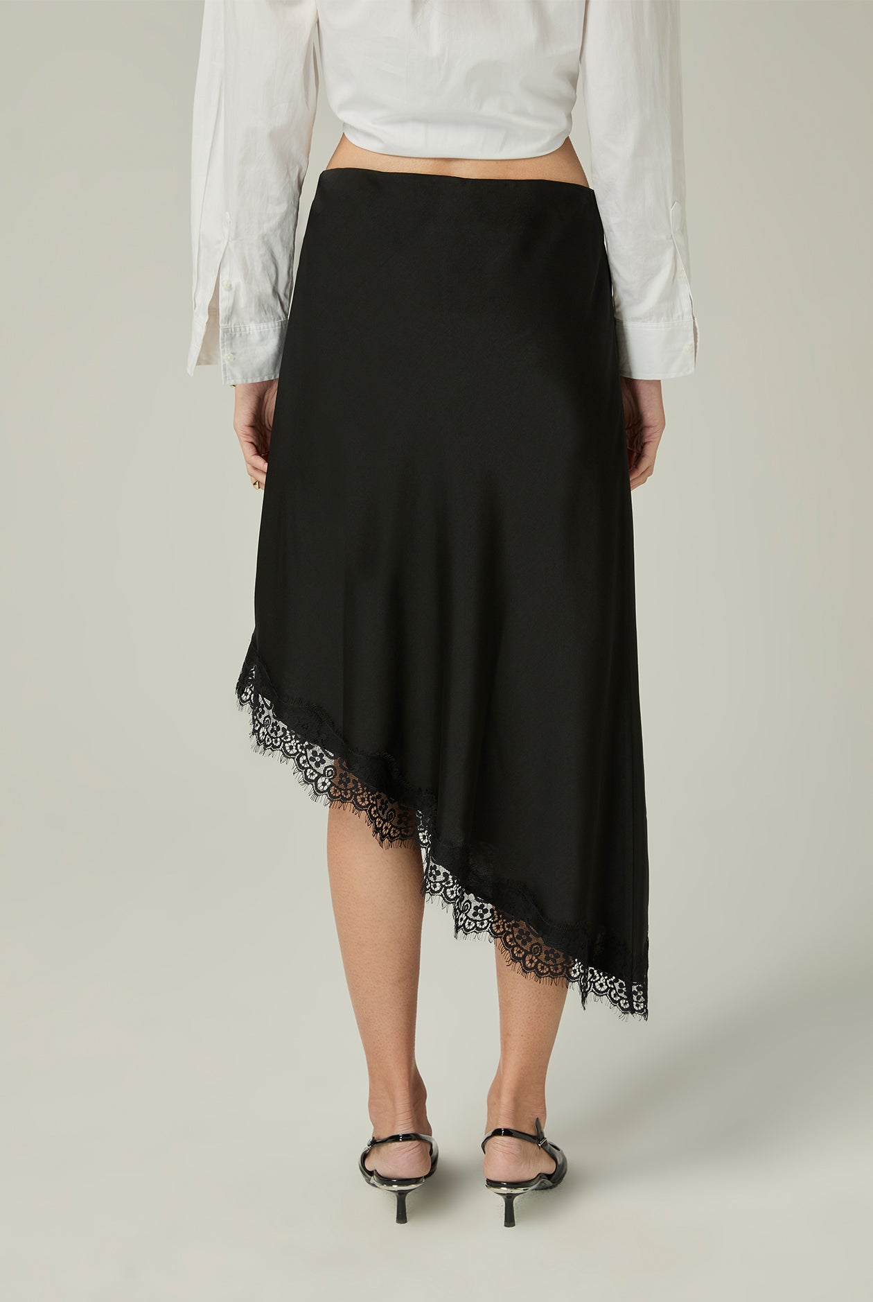 SATIN EFFECT LACE MIDI SKIRT - CC Double O Official Store