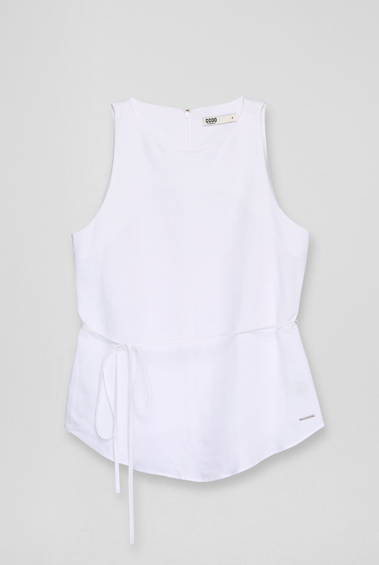 RIBBED KNIT LACE-UP BACK TOP