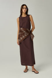 SLEEVELESS LINEN MIDI DRESS