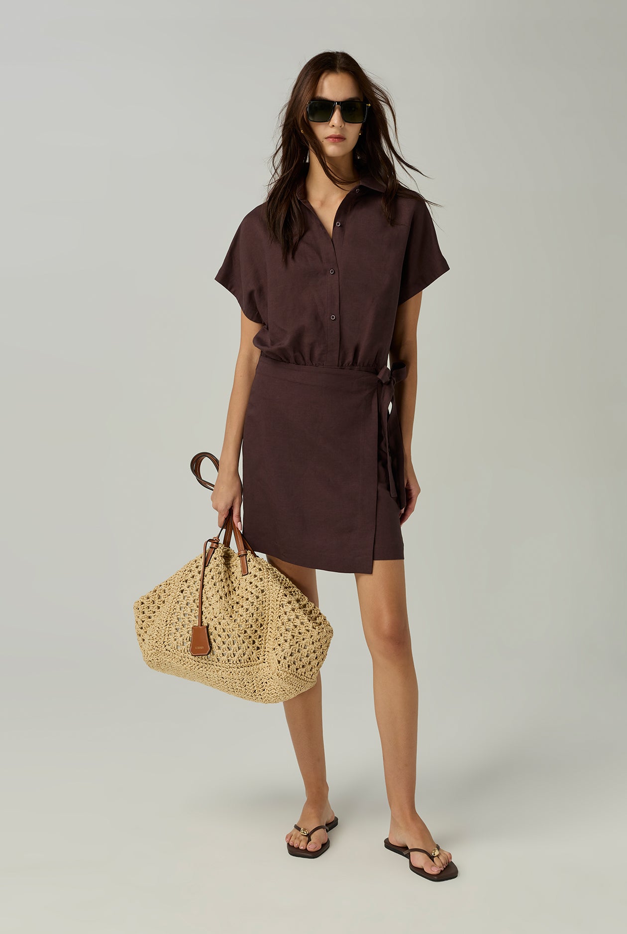 CAP SLEEVE SHIRT DRESS