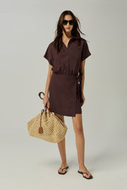 CAP SLEEVE SHIRT DRESS