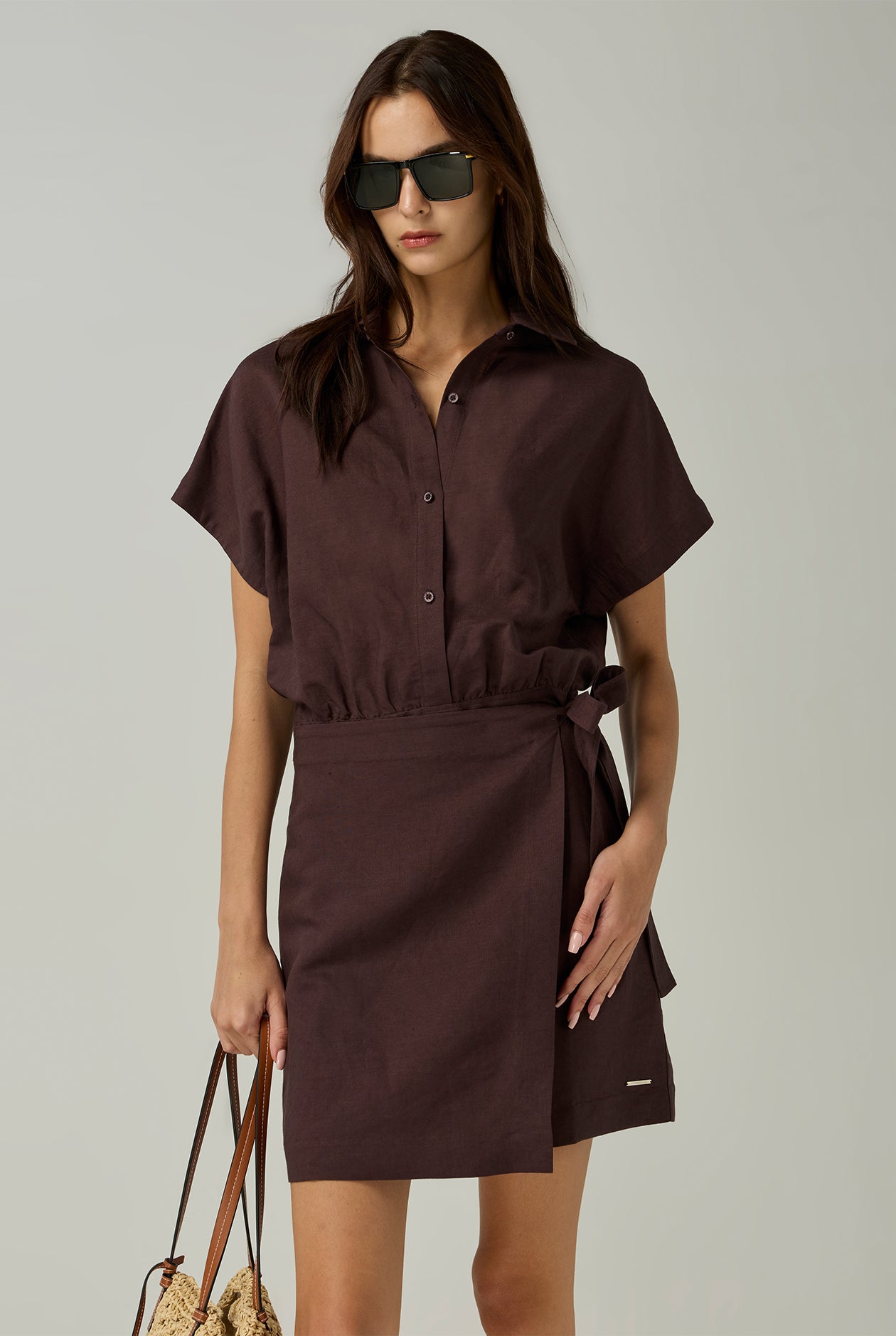CAP SLEEVE SHIRT DRESS