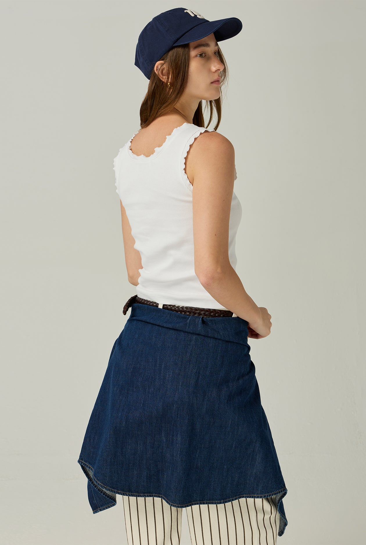 RIBBED TANK TOP WITH RUFFLE