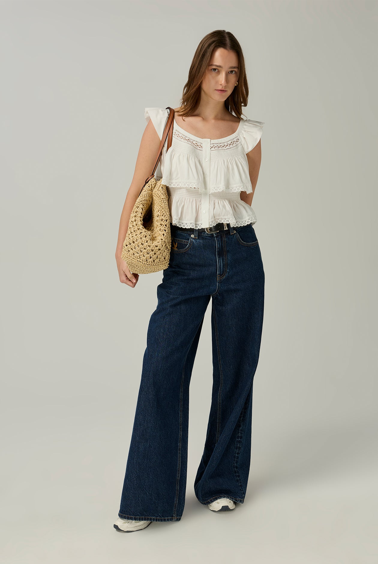 SCARF INSPIRED RUFFLE SLEEVE BLOUSE