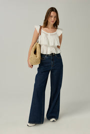 SCARF INSPIRED RUFFLE SLEEVE BLOUSE