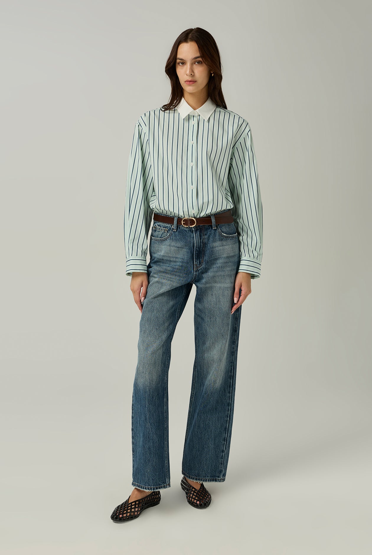 OVERSIZE STRIPED POPLIN SHIRT