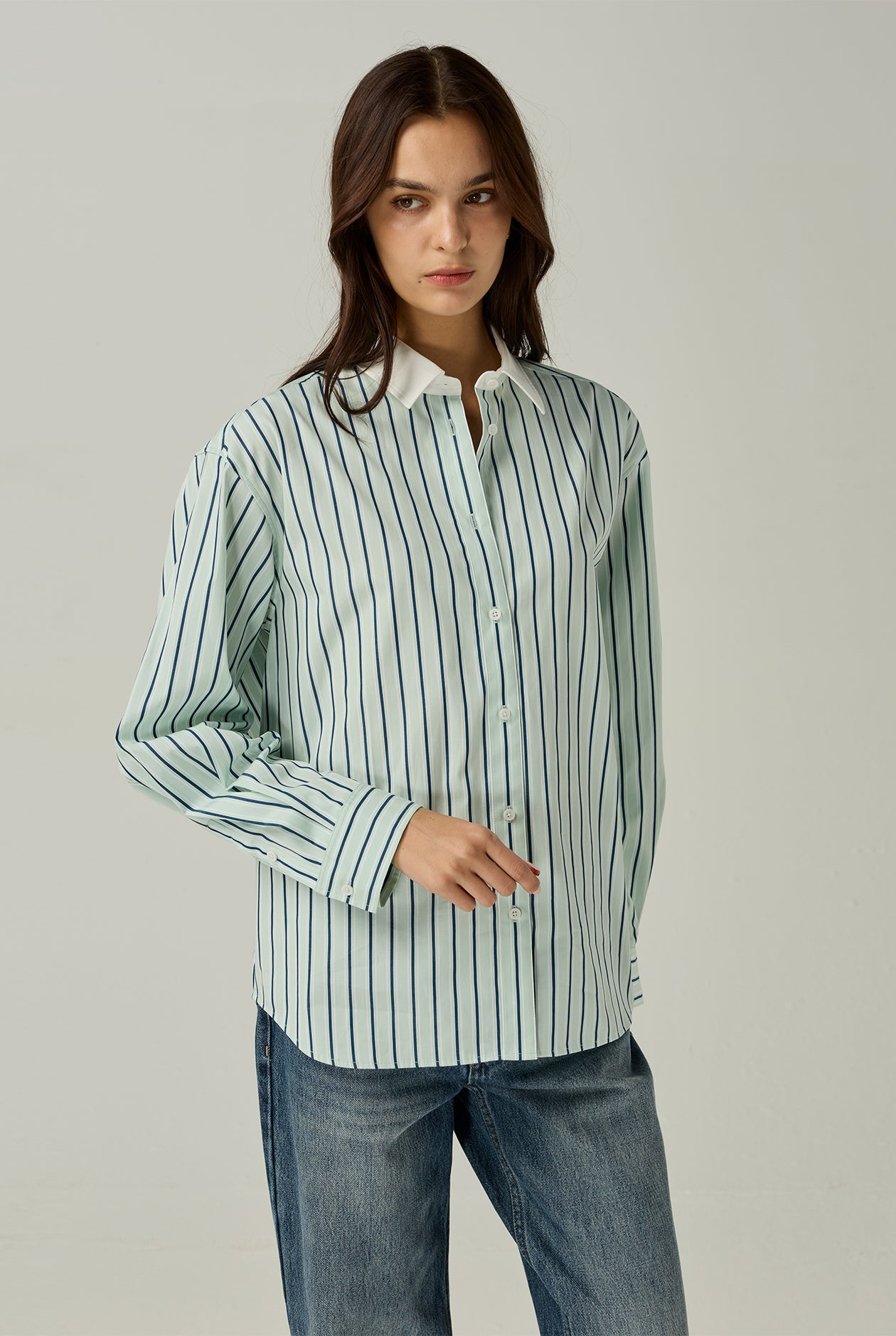 OVERSIZE STRIPED POPLIN SHIRT
