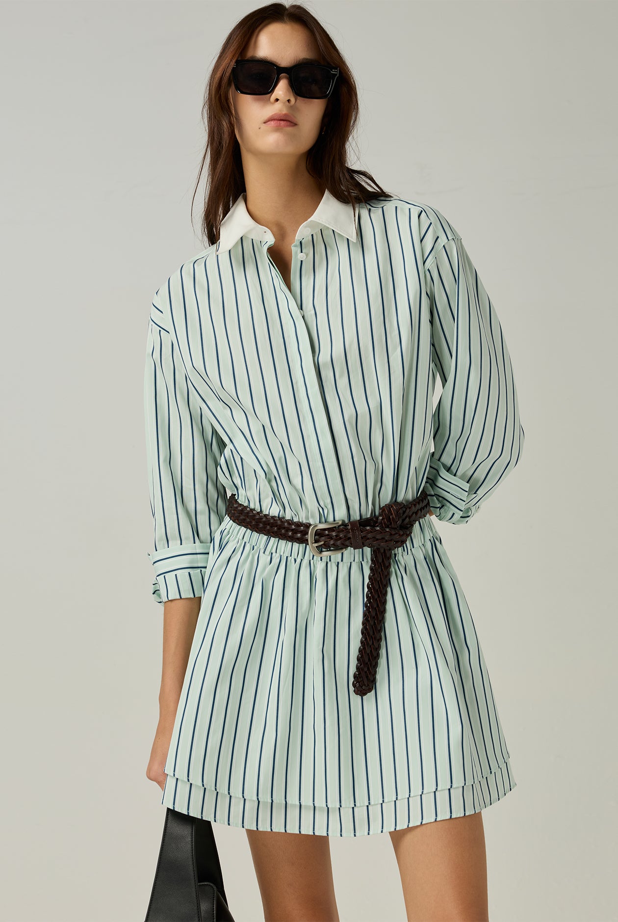 STRIPED MINI SHIRT DRESS