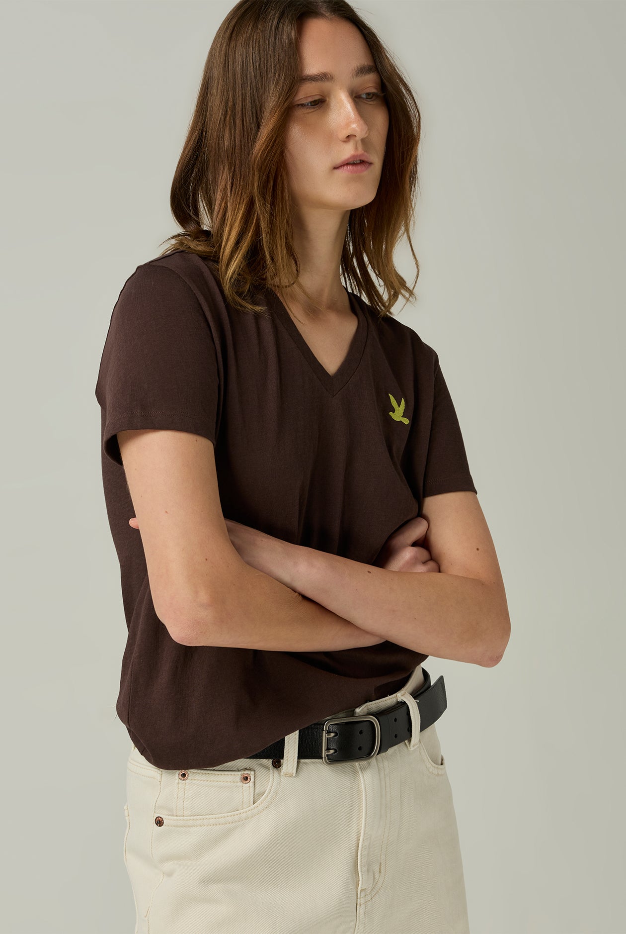 CC DOUBLE O SIGNATURE BIRD LOGO V-NECK TEE