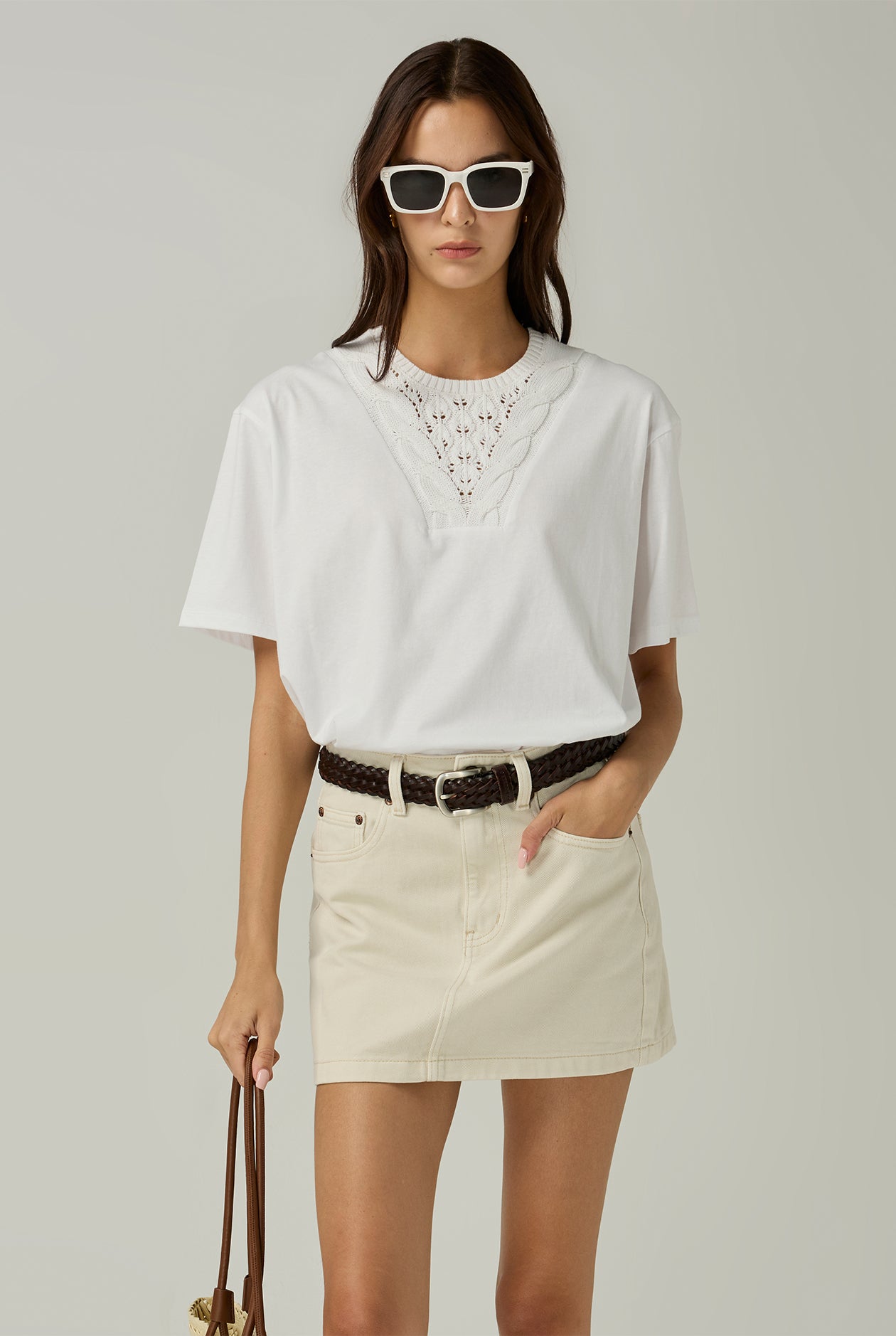 RELAX TEE WITH CROCHET NECKLINE