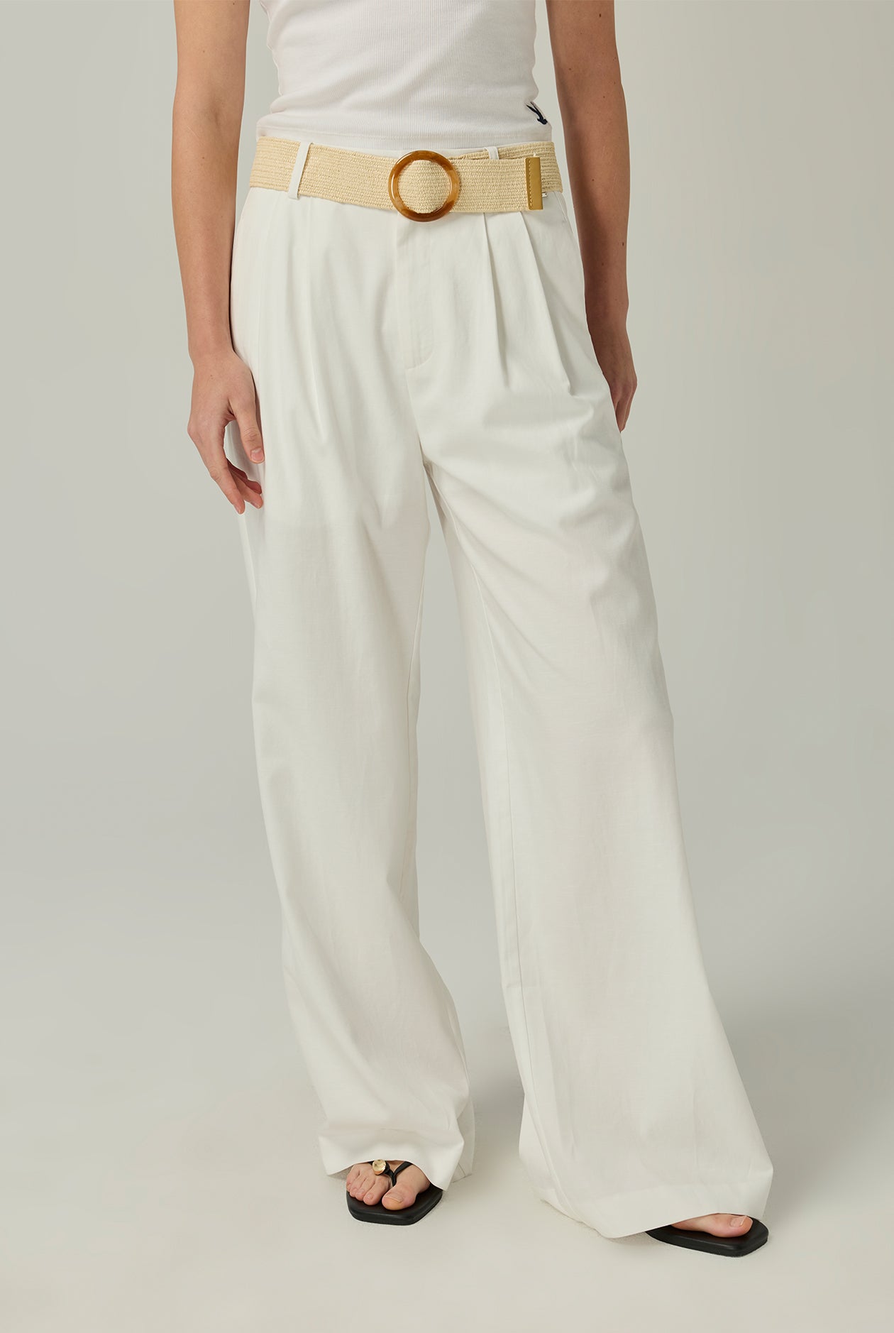 WIDE LEG BELTED TROUSERS