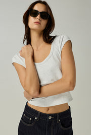 COTTON SPANDEX U-NECK TEE