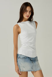 ASYMMETRIC RIBBED SLEEVELESS TOP