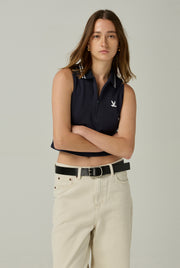 MODERN ZIP COLLAR SLEEVELESS POLO SHIRT