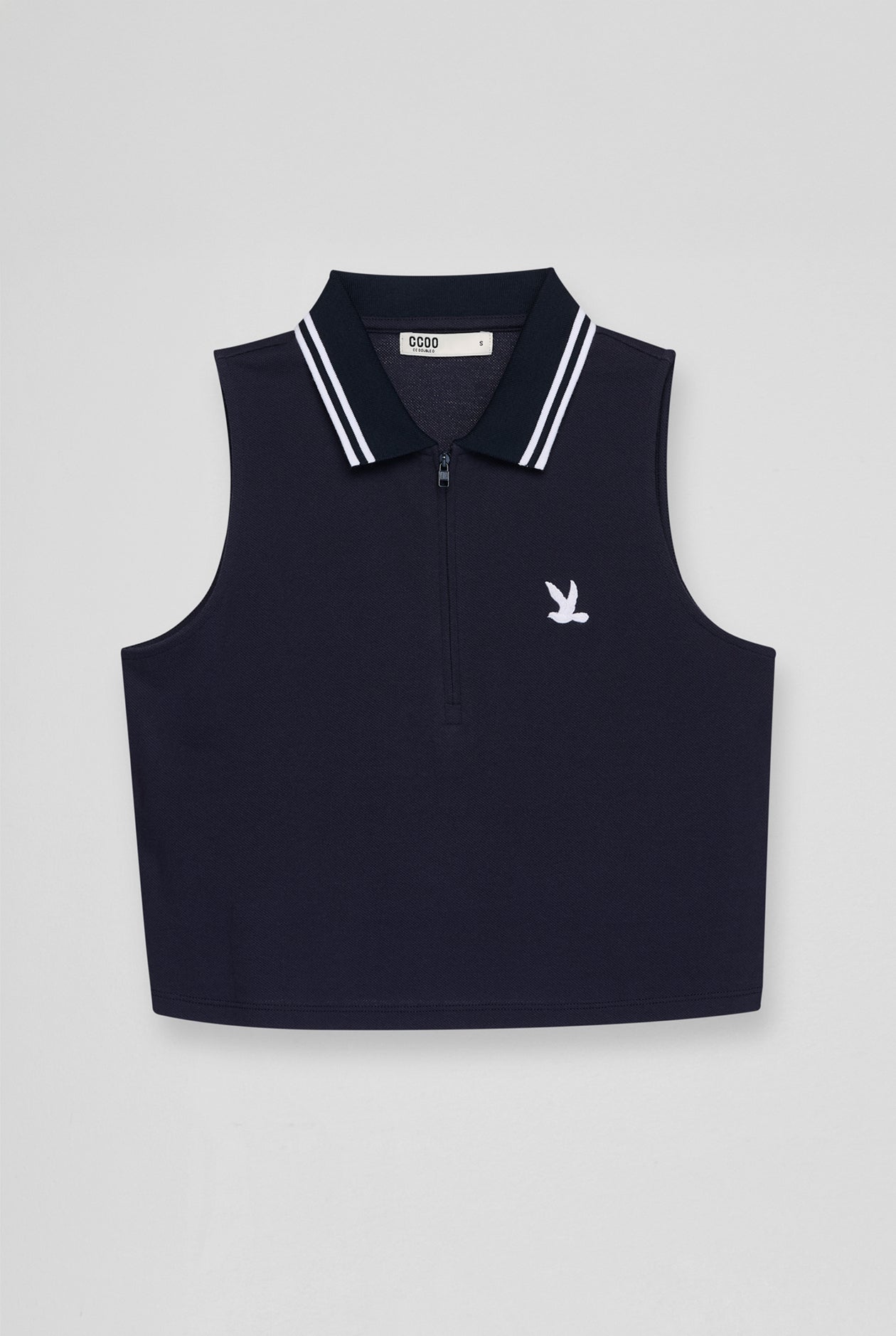 MODERN ZIP COLLAR SLEEVELESS POLO SHIRT