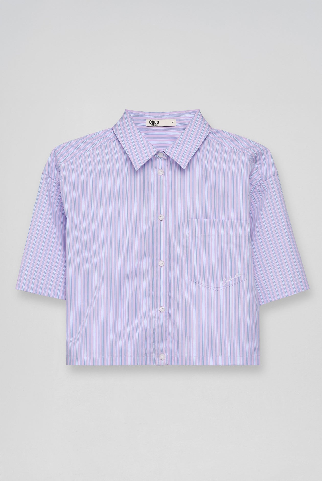 OVERSIZED POPLIN STRIPE SHORT SLEEVE SHIRT