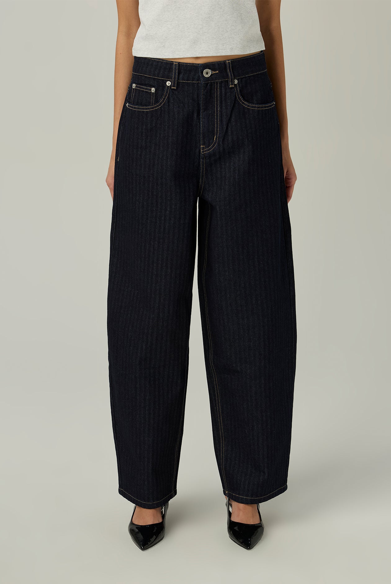 HERRINGBONE BARREL JEANS - CC Double O Official Store