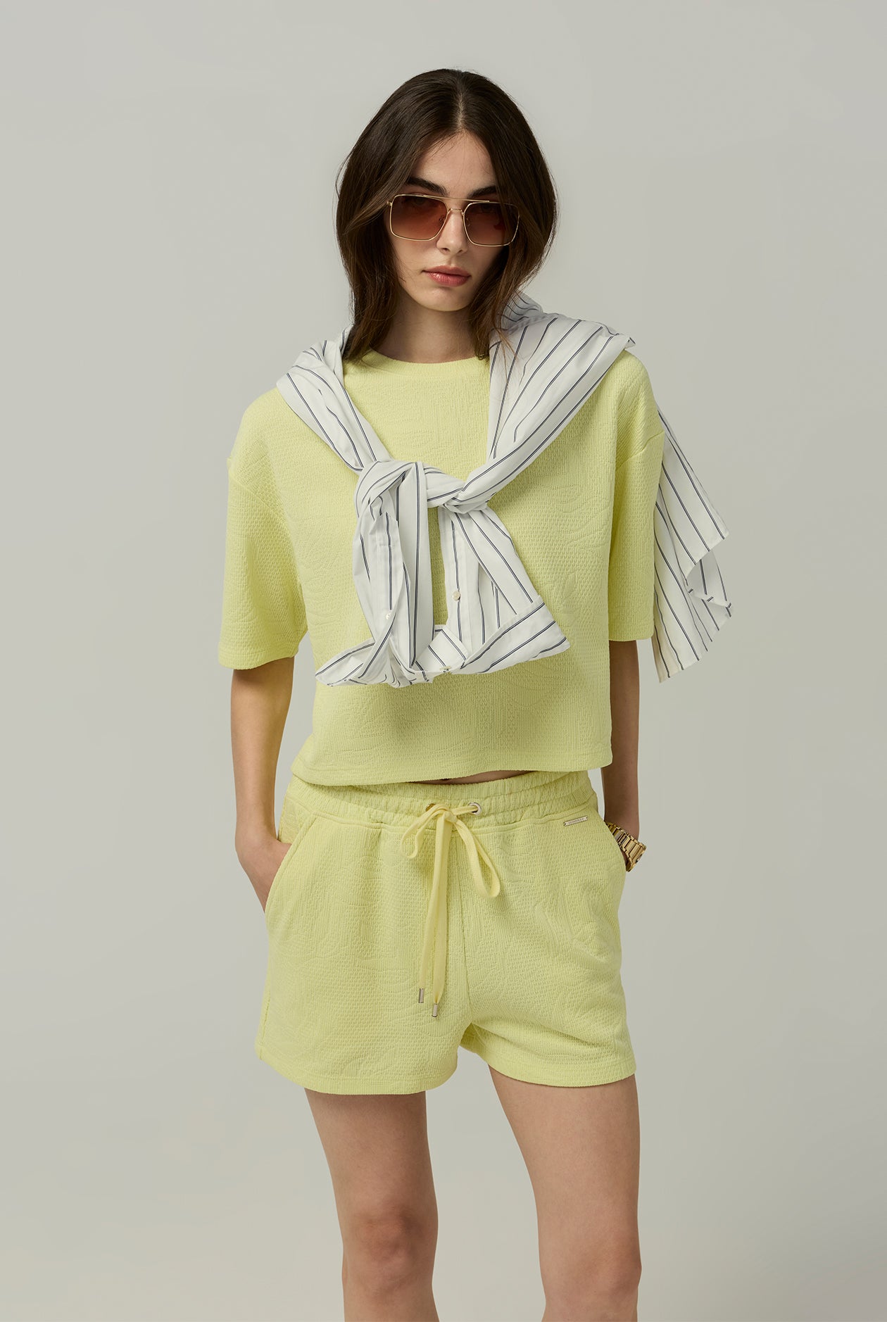 JACQUARD OVERSIZED CROPPED TEE