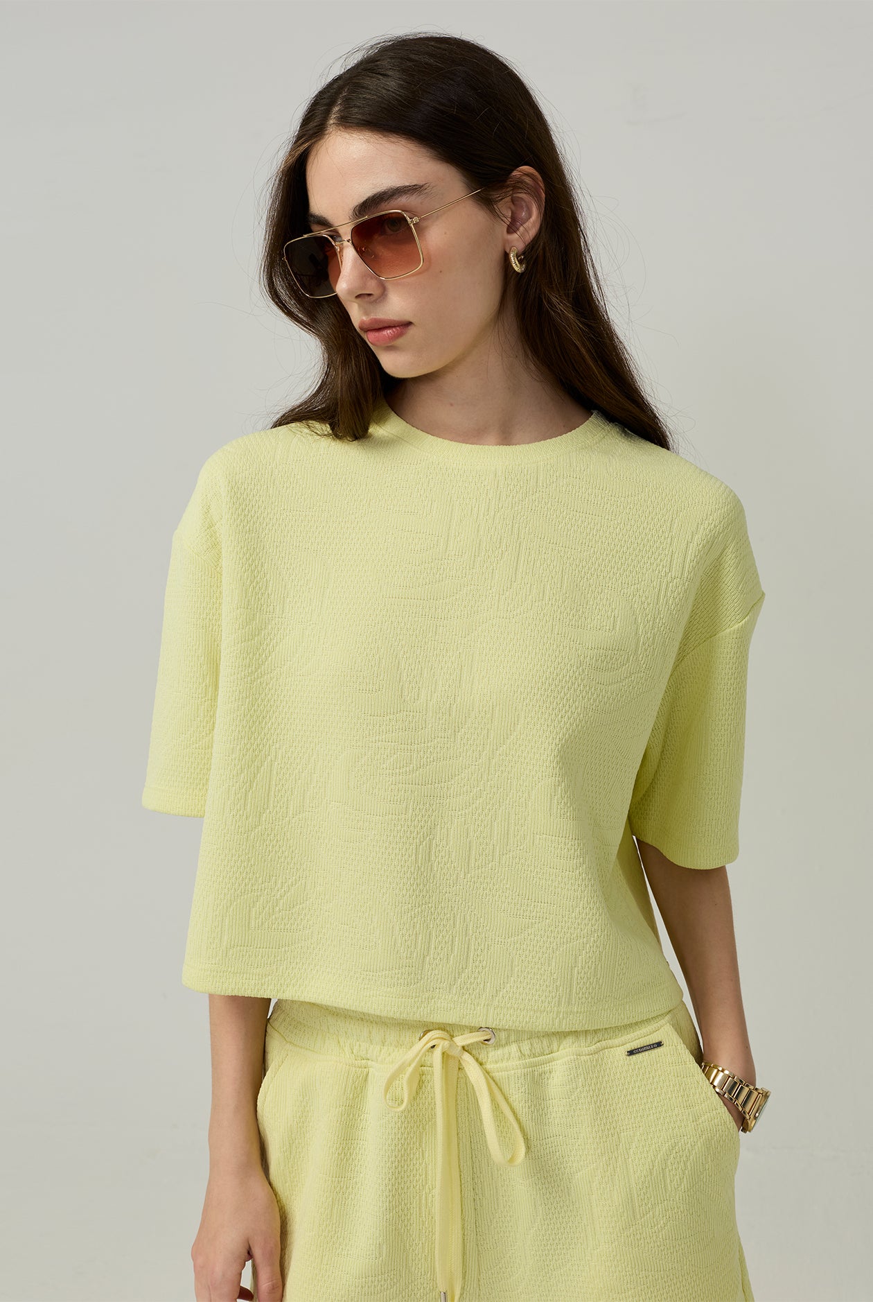 JACQUARD OVERSIZED CROPPED TEE