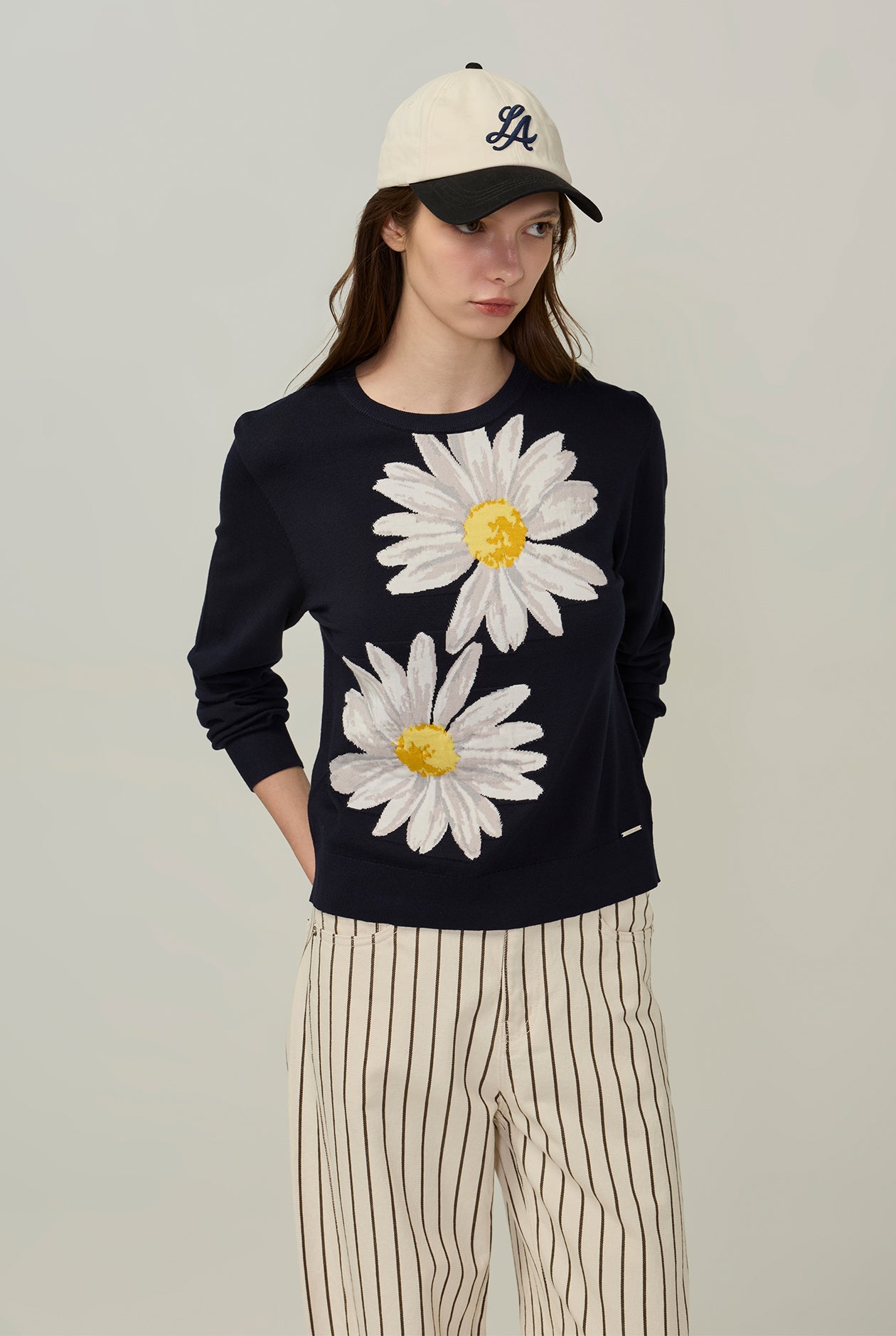 DAISY PRINTED LONG SLEEVE TOP