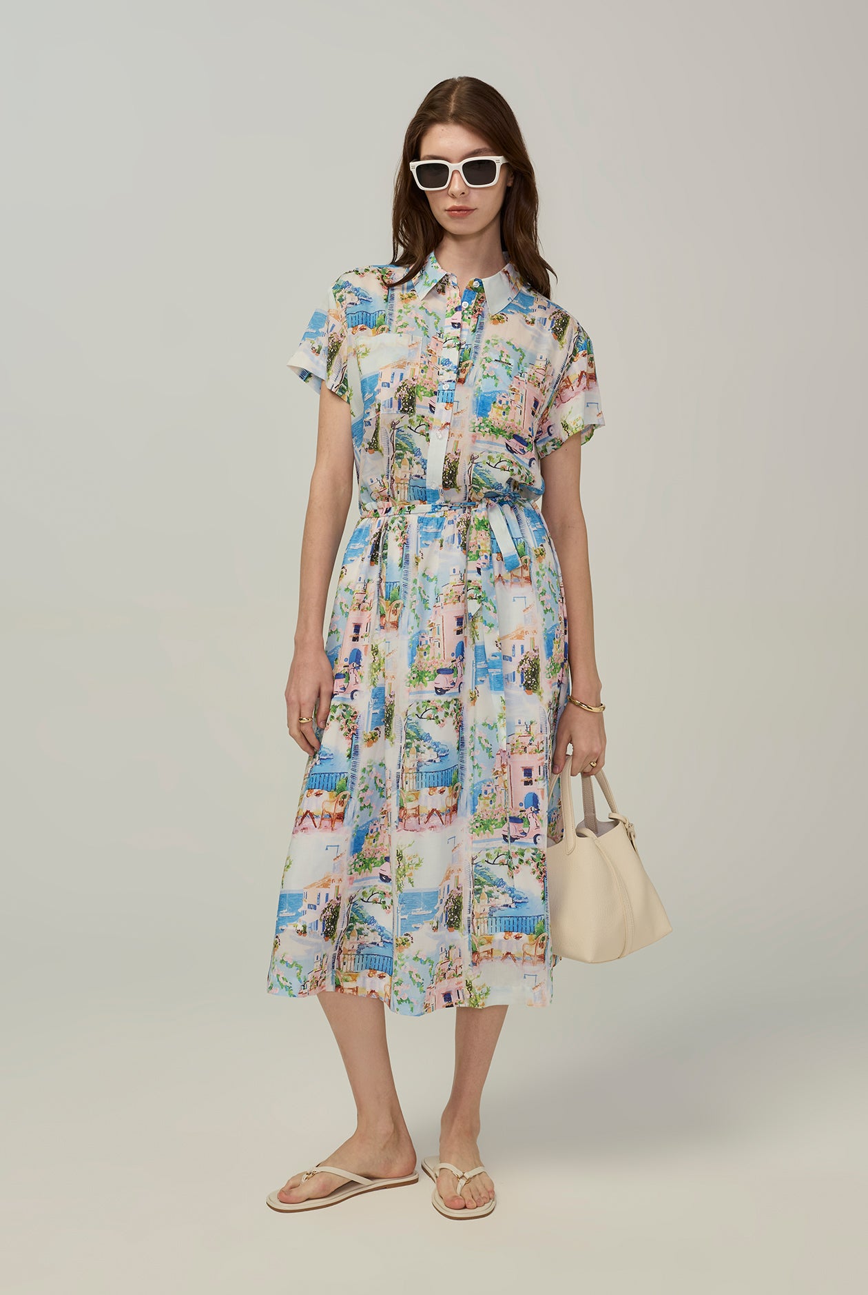 ALL-OVER PRINTED MIDI DRESS