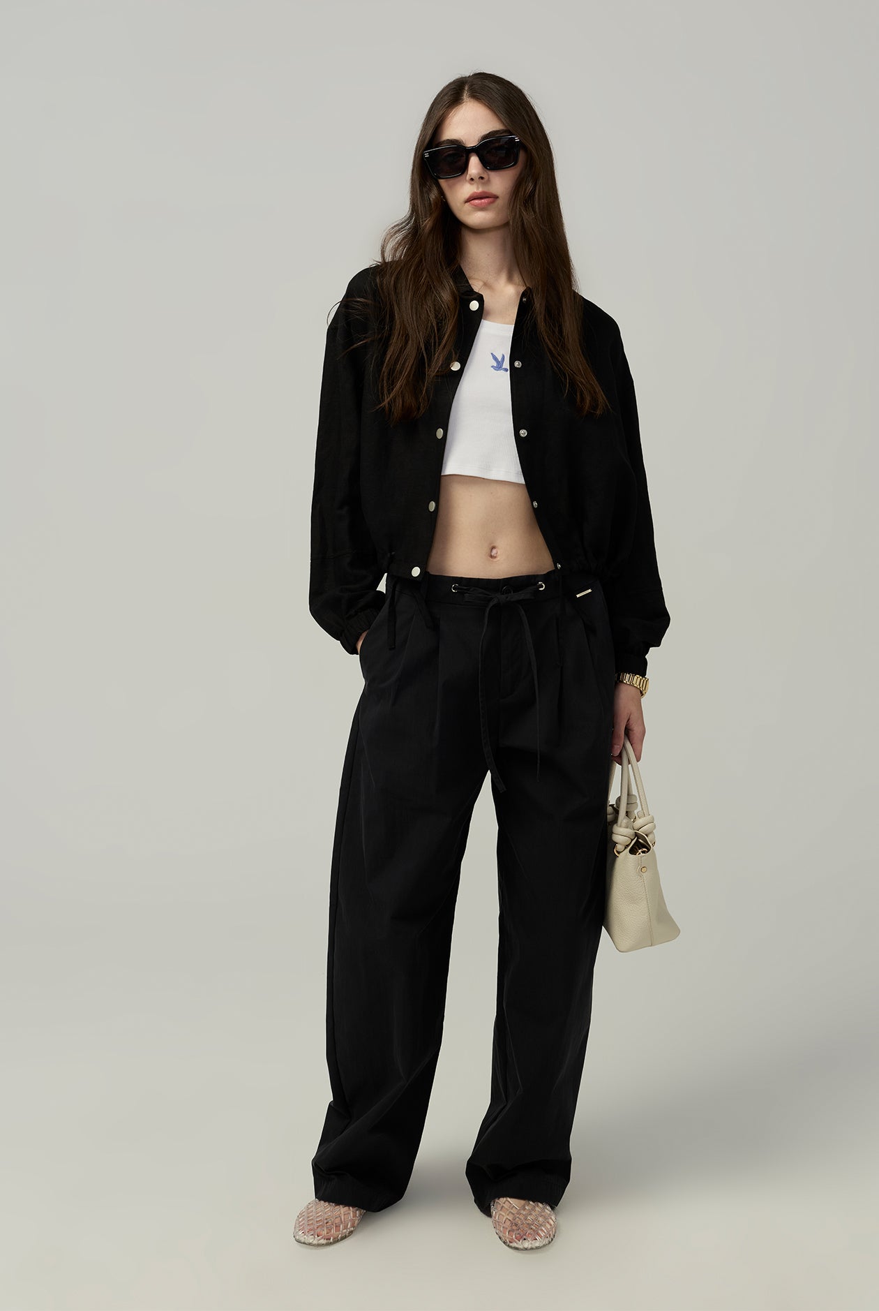 BARREL LEG TAILORED TROUSERS