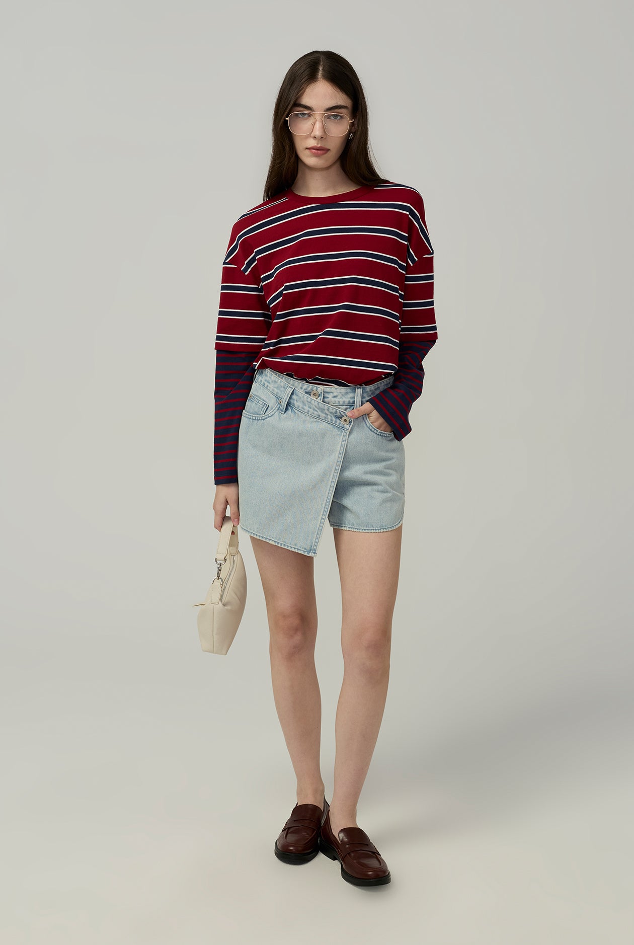 DOUBLE-LAYER STRIPES LONG SLEEVE TEE