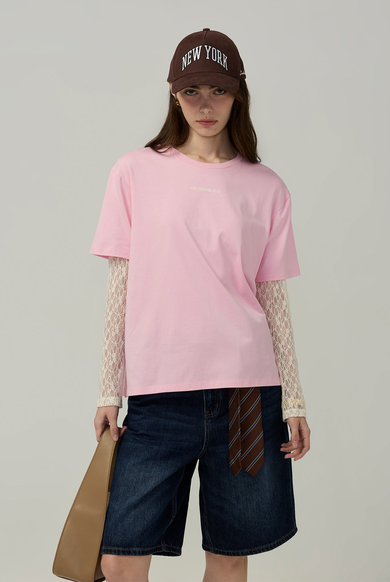 LACE DOUBLE-LAYER LONG SLEEVE TEE