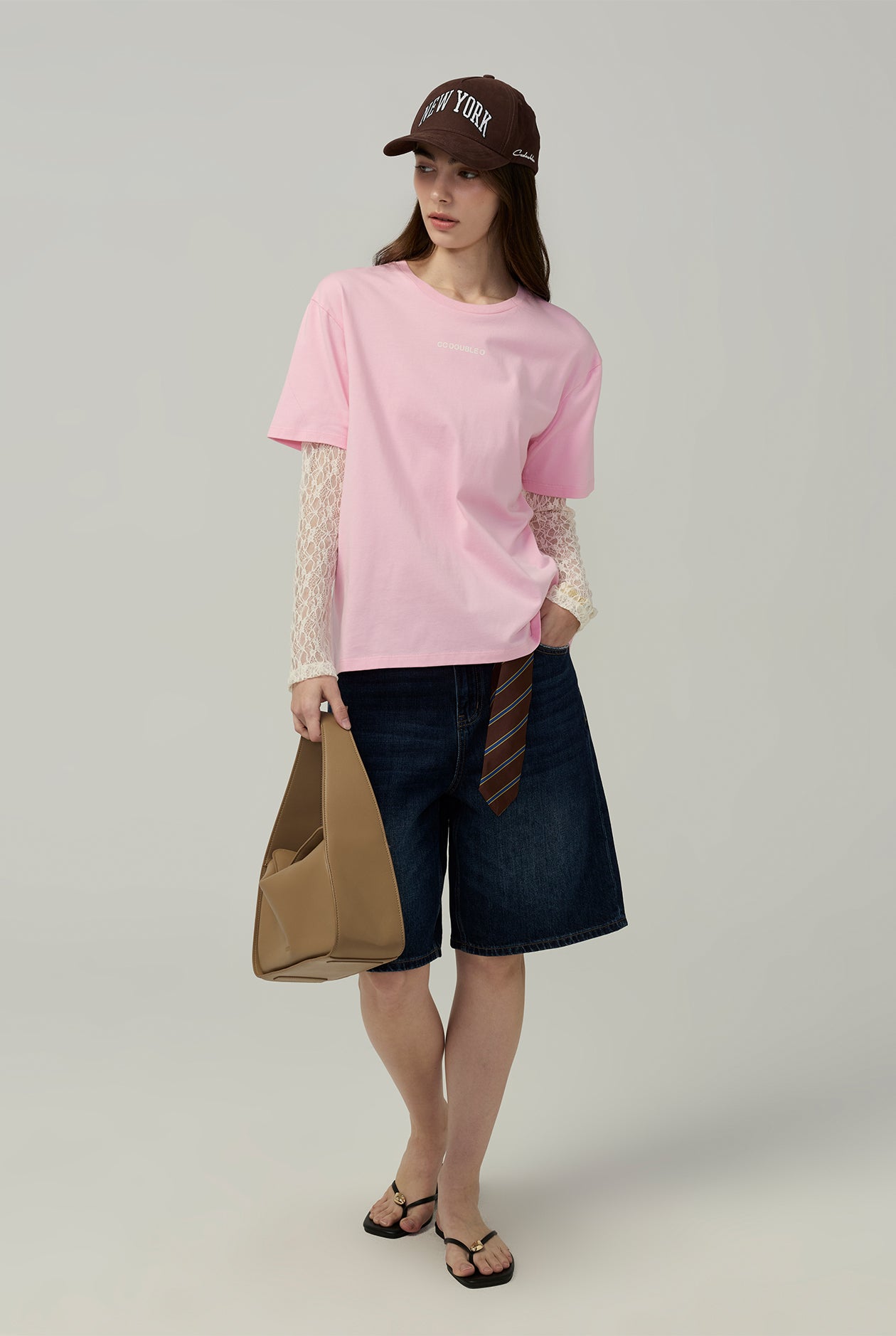 LACE DOUBLE-LAYER LONG SLEEVE TEE