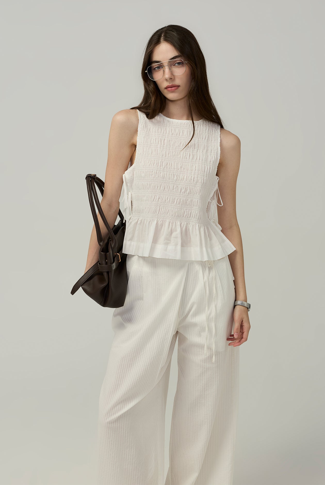 RUCHING PEPLUM WAIST TOP