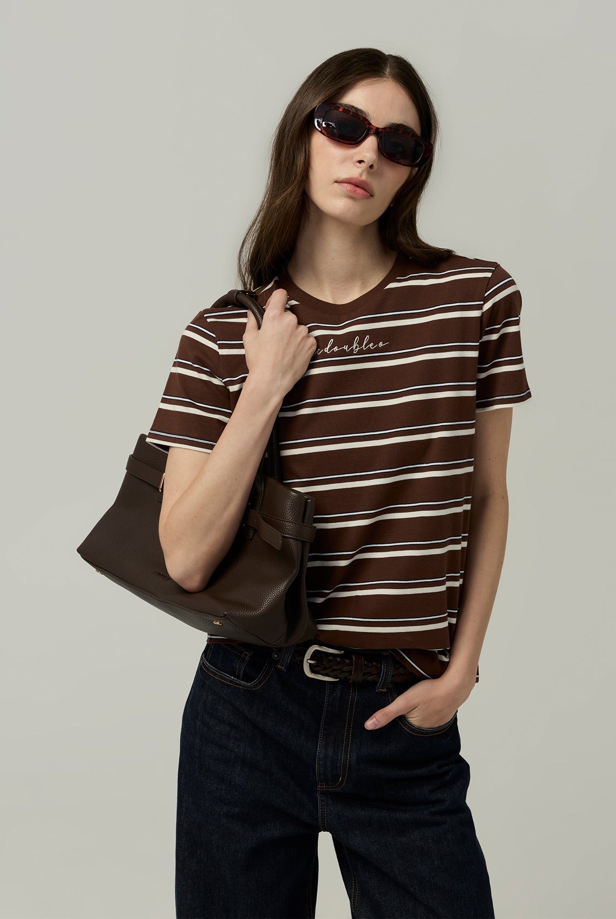 BROWN STRIPED TEE