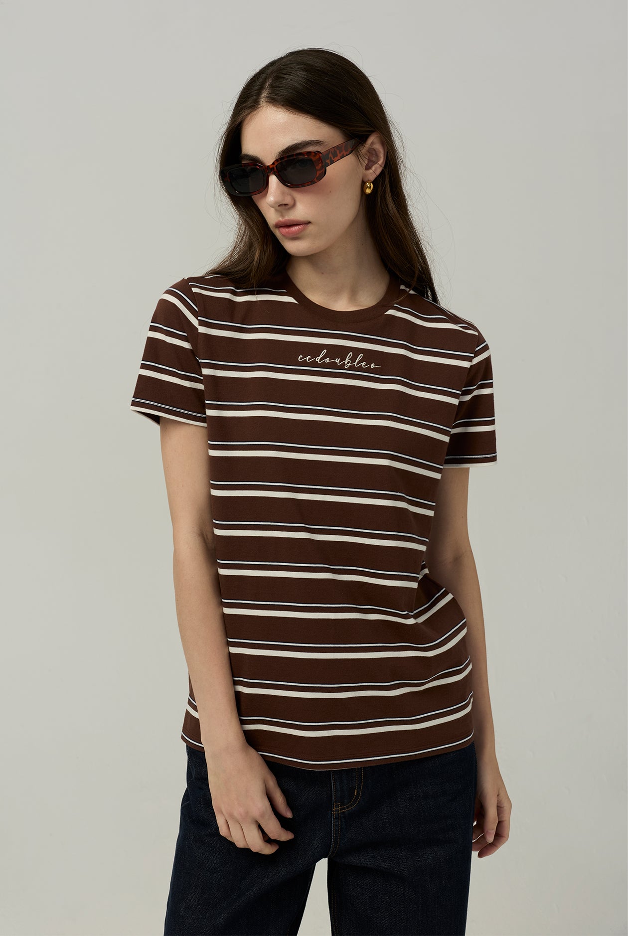 BROWN STRIPED TEE