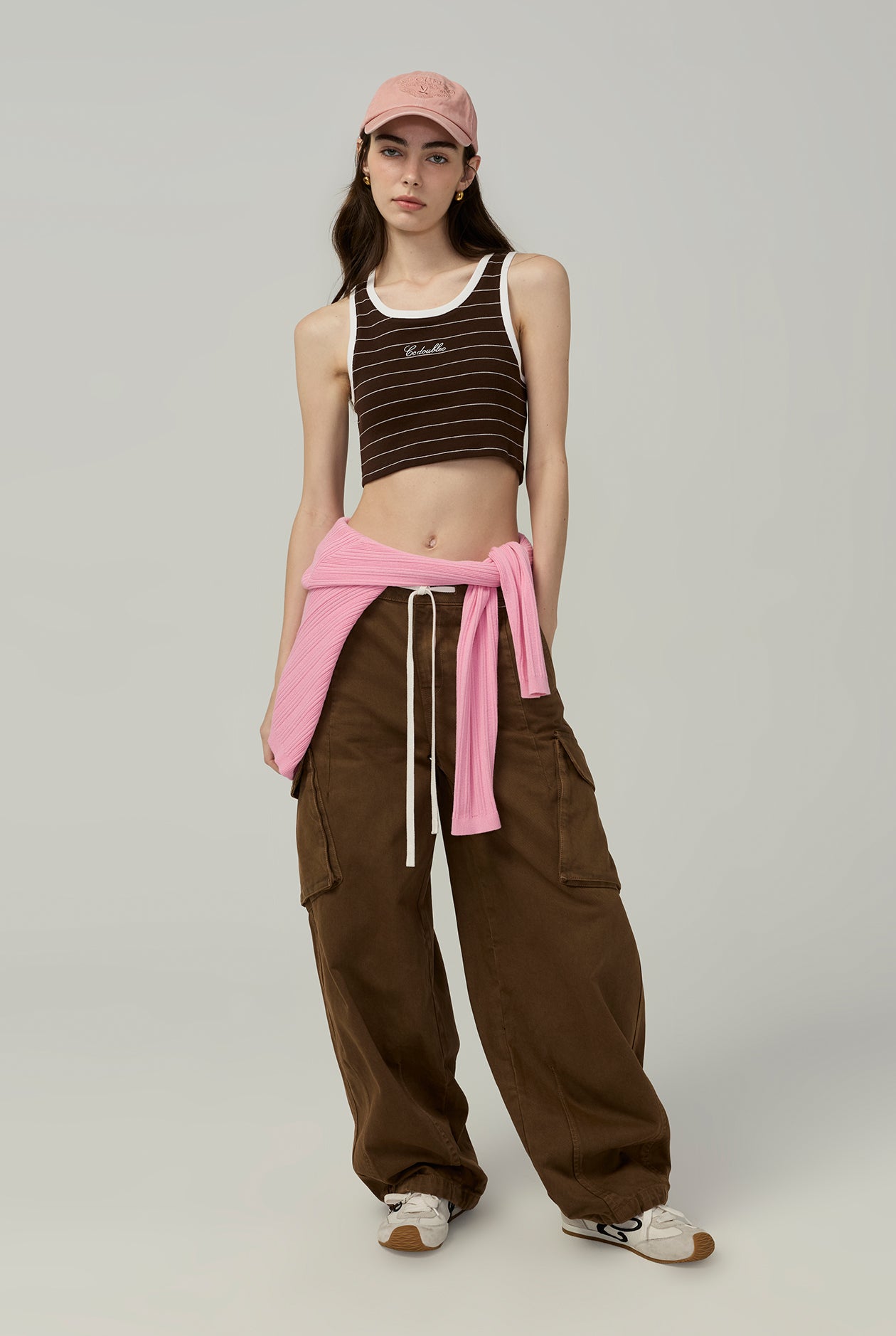 RIBBED STRIPE CROP TANK TOP