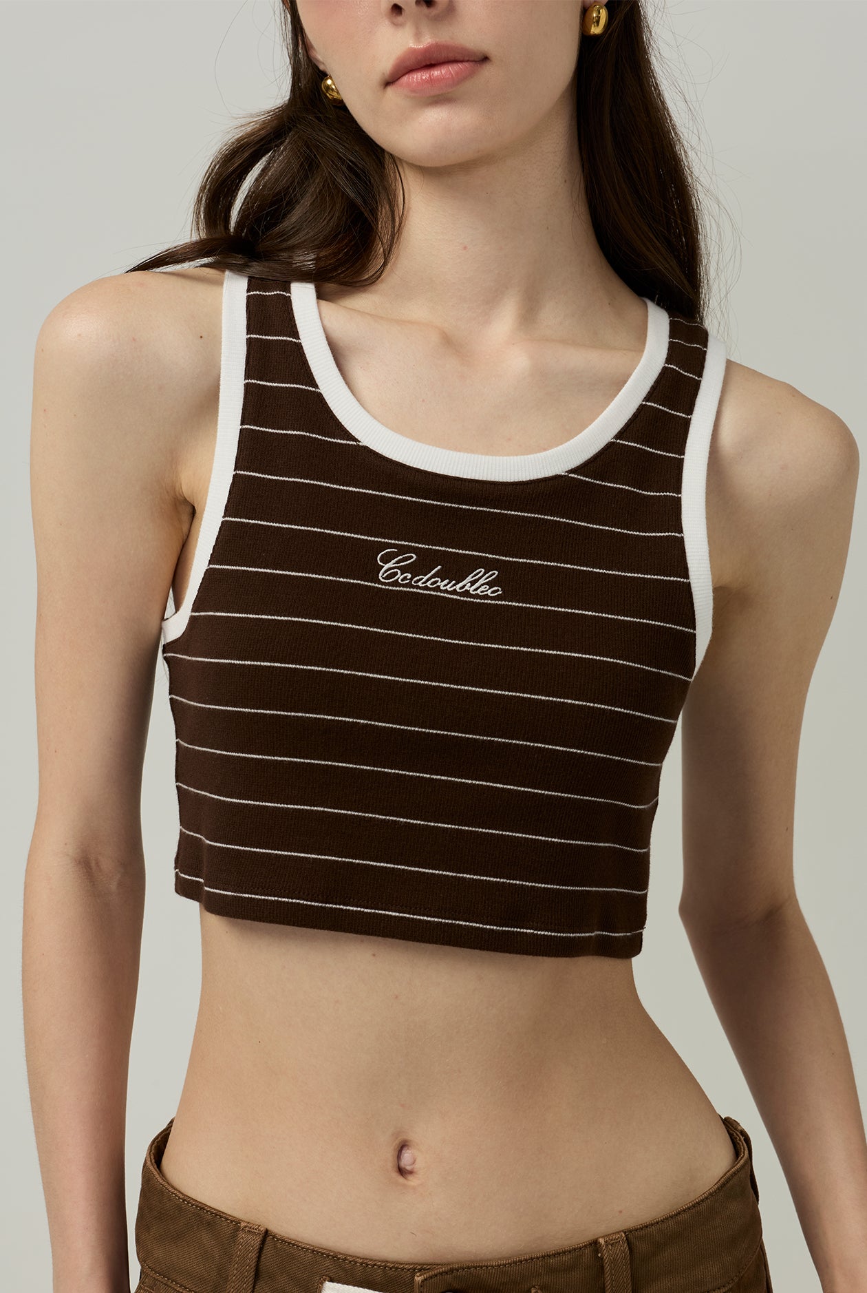 RIBBED STRIPE CROP TANK TOP