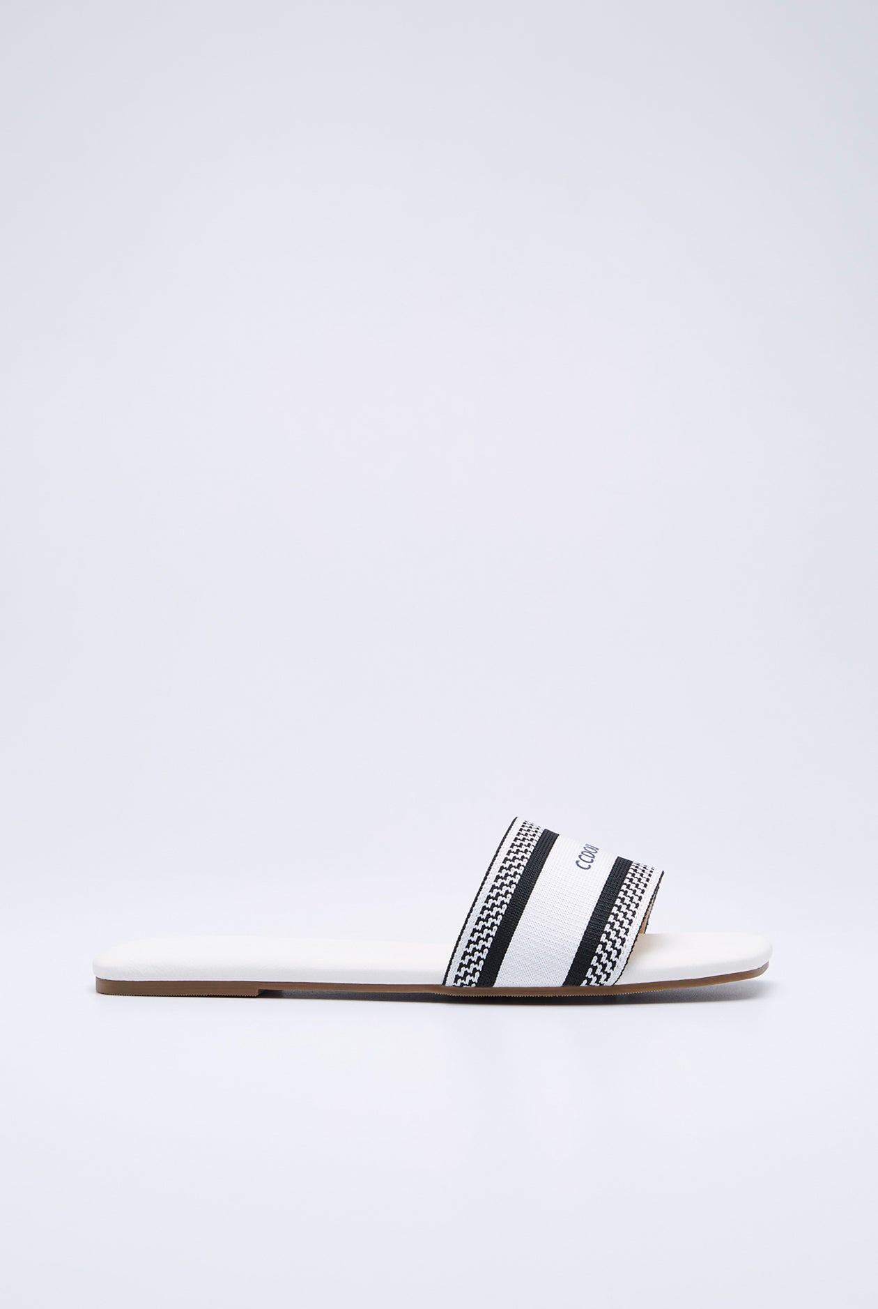 FABRIC STRAP SLIDE SANDALS