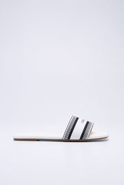 FABRIC STRAP SLIDE SANDALS