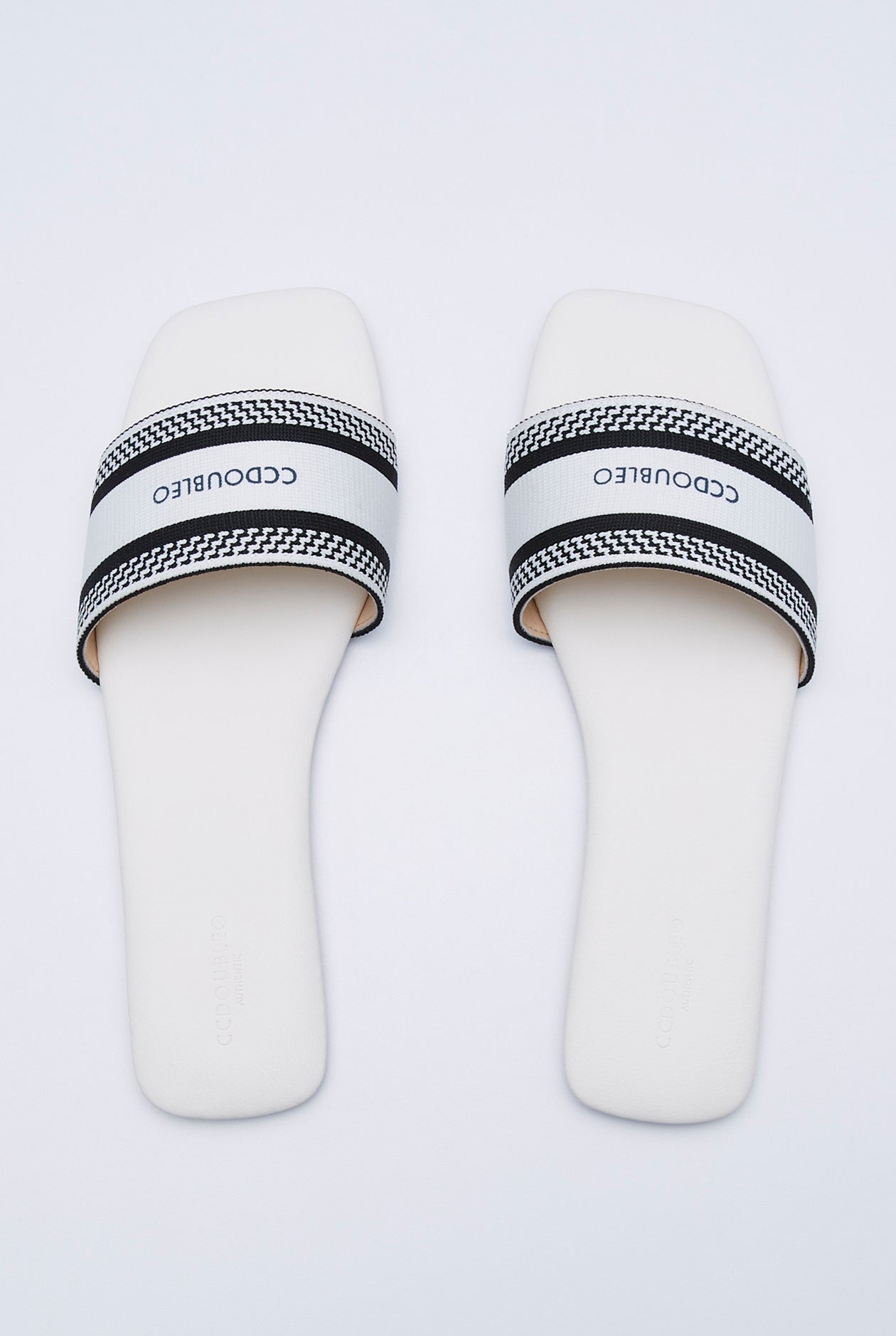 FABRIC STRAP SLIDE SANDALS