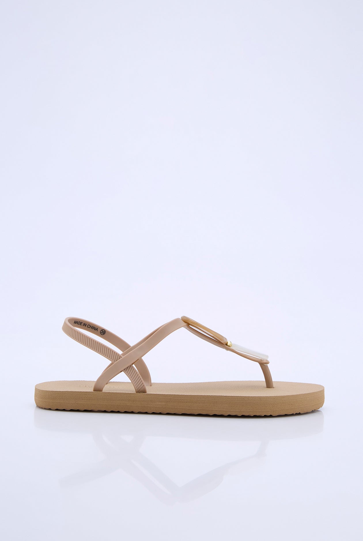 BEADED T-STRAP SLINGBACK SANDALS