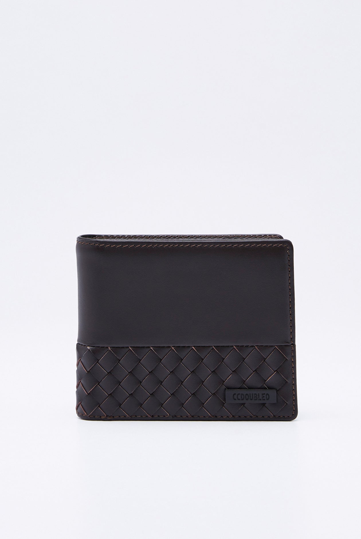 BRAIDED PANEL LEATHER WALLET