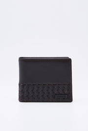 BRAIDED PANEL LEATHER WALLET