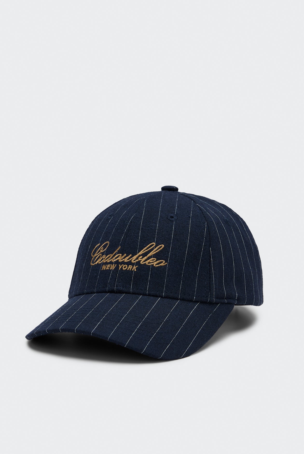 PINSTRIPE CAP WITH SCRIPT LOGO